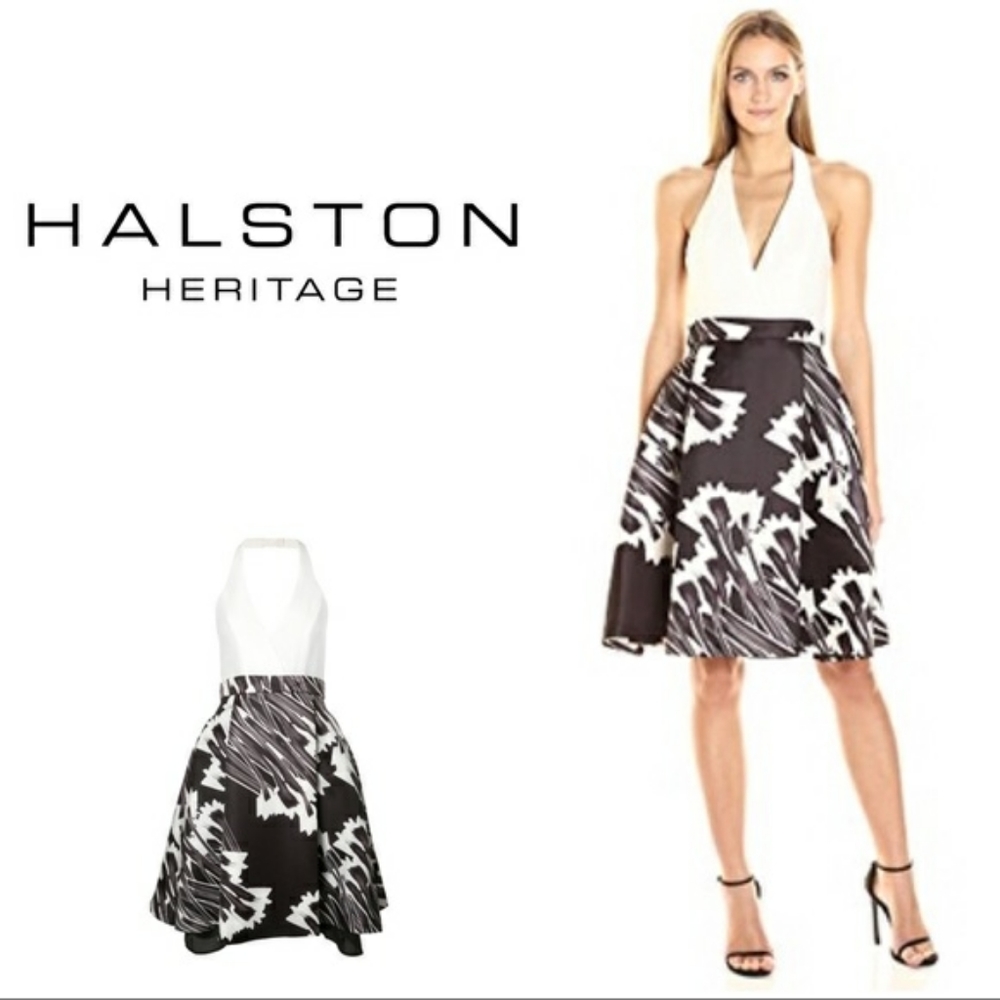 Halston Heritage Formal Black & White Dress Size 0